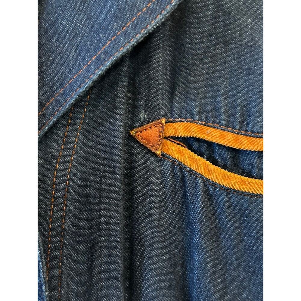 Vintage Liz Claiborne Denim Look Shirt Dress Size 2 Western Belted Midi Chambray - Picture 8 of 9